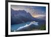 View of Peyto Lake Right before Sunset, Jasper National Park, Alberta, Canadian Rockies-Luis Leamus-Framed Photographic Print