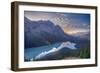 View of Peyto Lake Right before Sunset, Jasper National Park, Alberta, Canadian Rockies-Luis Leamus-Framed Photographic Print