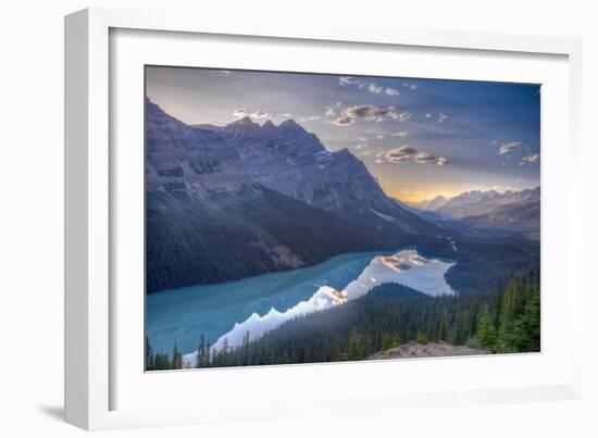 View of Peyto Lake Right before Sunset, Jasper National Park, Alberta, Canadian Rockies-Luis Leamus-Framed Photographic Print