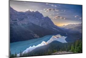 View of Peyto Lake Right before Sunset, Jasper National Park, Alberta, Canadian Rockies-Luis Leamus-Mounted Photographic Print