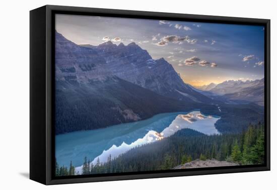 View of Peyto Lake Right before Sunset, Jasper National Park, Alberta, Canadian Rockies-Luis Leamus-Framed Stretched Canvas