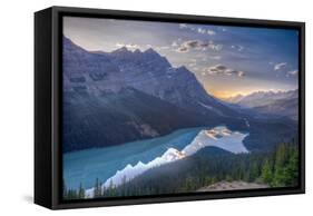 View of Peyto Lake Right before Sunset, Jasper National Park, Alberta, Canadian Rockies-Luis Leamus-Framed Stretched Canvas