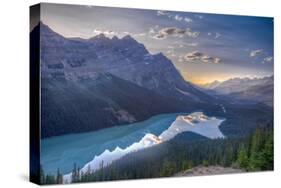 View of Peyto Lake Right before Sunset, Jasper National Park, Alberta, Canadian Rockies-Luis Leamus-Stretched Canvas