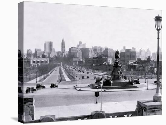 View of Philadelphia from Art Museum Steps-null-Stretched Canvas