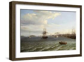 View of Philadelphia, Looking South on the Delaware River-Thomas Birch-Framed Giclee Print
