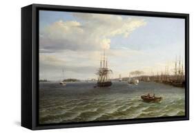 View of Philadelphia, Looking South on the Delaware River-Thomas Birch-Framed Stretched Canvas