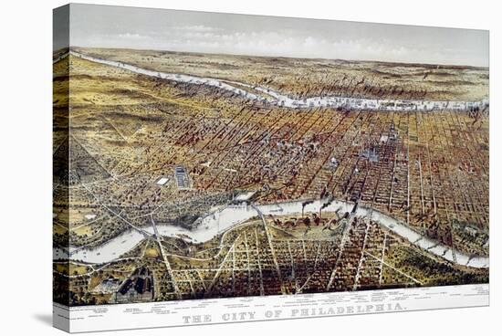 View of Philadelphia-Currier & Ives-Stretched Canvas