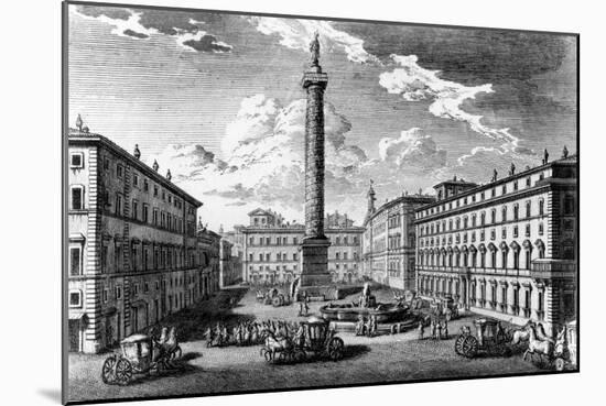 View of Piazza Colonna, Rome, 1752-Giuseppe Vasi-Mounted Giclee Print