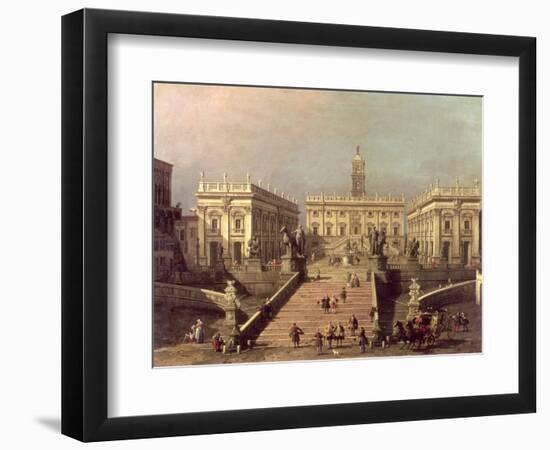 View of Piazza Del Campidoglio and Cordonata, Rome-Canaletto-Framed Premium Giclee Print