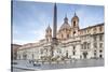 View of Piazza Navona with Fountain of the Four Rivers and the Egyptian Obelisk in the Middle, Rome-Roberto Moiola-Stretched Canvas