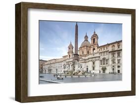 View of Piazza Navona with Fountain of the Four Rivers and the Egyptian Obelisk in the Middle, Rome-Roberto Moiola-Framed Photographic Print
