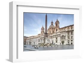 View of Piazza Navona with Fountain of the Four Rivers and the Egyptian Obelisk in the Middle, Rome-Roberto Moiola-Framed Photographic Print