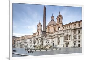 View of Piazza Navona with Fountain of the Four Rivers and the Egyptian Obelisk in the Middle, Rome-Roberto Moiola-Framed Photographic Print