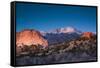 View of Pikes Peak at dawn, Garden of the Gods, Colorado Springs, Colorado, USA-null-Framed Stretched Canvas