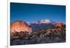 View of Pikes Peak at dawn, Garden of the Gods, Colorado Springs, Colorado, USA-null-Framed Photographic Print