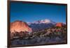 View of Pikes Peak at dawn, Garden of the Gods, Colorado Springs, Colorado, USA-null-Framed Photographic Print