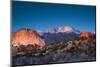 View of Pikes Peak at dawn, Garden of the Gods, Colorado Springs, Colorado, USA-null-Mounted Photographic Print