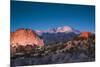 View of Pikes Peak at dawn, Garden of the Gods, Colorado Springs, Colorado, USA-null-Mounted Photographic Print