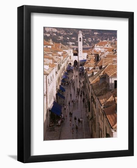 View of Placa from Walls of Old City, Dubrovnik, Dalmatia, Croatia-Peter Higgins-Framed Photographic Print