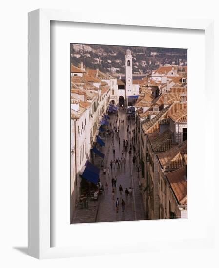 View of Placa from Walls of Old City, Dubrovnik, Dalmatia, Croatia-Peter Higgins-Framed Photographic Print