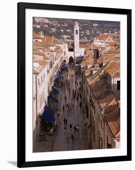 View of Placa from Walls of Old City, Dubrovnik, Dalmatia, Croatia-Peter Higgins-Framed Photographic Print