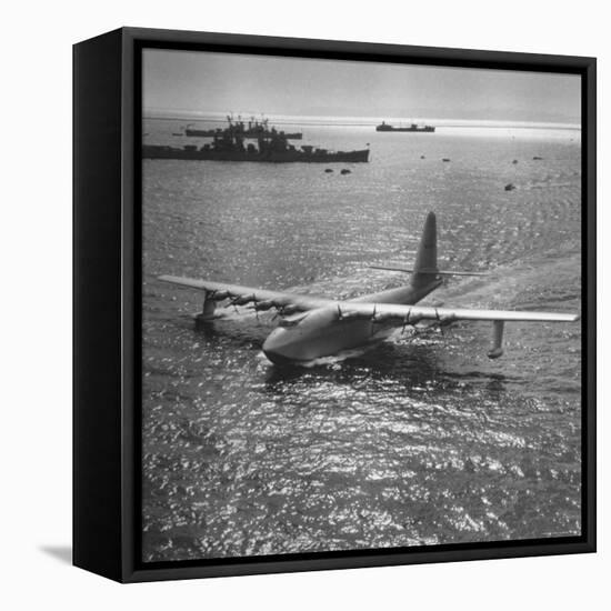 View of Plane Designed and Built by Howard R. Hughes-J^ R^ Eyerman-Framed Stretched Canvas