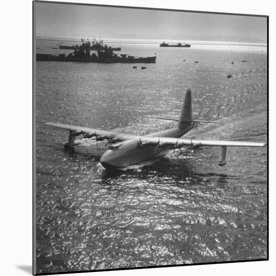 View of Plane Designed and Built by Howard R. Hughes-J^ R^ Eyerman-Mounted Photographic Print
