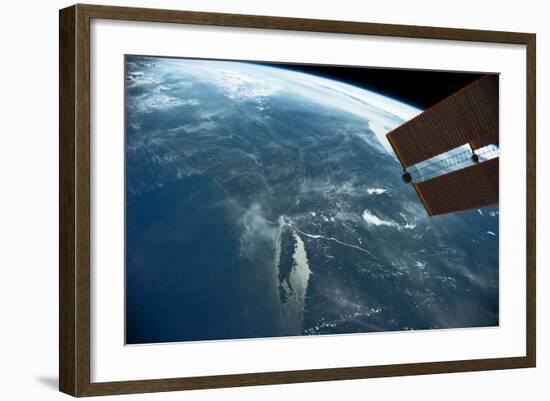 View of planet Earth from space showing East coast and Massachusetts, USA-null-Framed Photographic Print