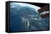 View of planet Earth from space showing East coast and Massachusetts, USA-null-Framed Stretched Canvas