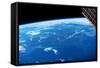 View of planet Earth from space showing New England and North Atlantic Ocean, USA-null-Framed Stretched Canvas