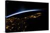 View of planet Earth from space showing night time in Florida Sate, USA-null-Stretched Canvas