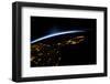 View of planet Earth from space showing night time in Florida Sate, USA-null-Framed Photographic Print