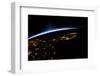 View of planet Earth from space showing night time in Florida Sate, USA-null-Framed Photographic Print