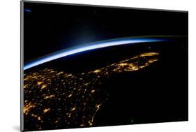 View of planet Earth from space showing night time in Florida Sate, USA-null-Mounted Photographic Print