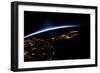 View of planet Earth from space showing night time in Florida Sate, USA-null-Framed Photographic Print