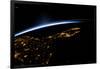 View of planet Earth from space showing night time in Florida Sate, USA-null-Framed Photographic Print