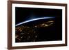 View of planet Earth from space showing night time in Florida Sate, USA-null-Framed Photographic Print