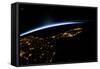 View of planet Earth from space showing night time in Florida Sate, USA-null-Framed Stretched Canvas