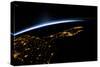 View of planet Earth from space showing night time in Florida Sate, USA-null-Stretched Canvas