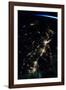 View of planet Earth from space showing night time over American Northeast area-null-Framed Photographic Print