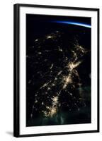 View of planet Earth from space showing night time over American Northeast area-null-Framed Photographic Print