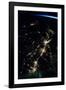 View of planet Earth from space showing night time over American Northeast area-null-Framed Photographic Print