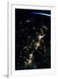 View of planet Earth from space showing night time over American Northeast area-null-Framed Photographic Print