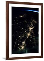 View of planet Earth from space showing night time over American Northeast area-null-Framed Photographic Print