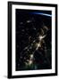 View of planet Earth from space showing night time over American Northeast area-null-Framed Photographic Print