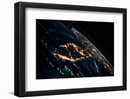 View of planet Earth from space showing night time over Cuba and Florida-null-Framed Photographic Print