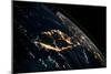 View of planet Earth from space showing night time over Cuba and Florida-null-Mounted Photographic Print