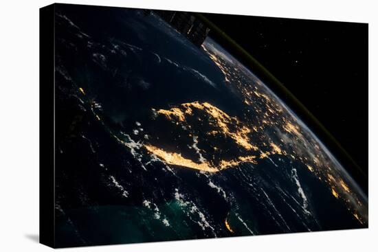 View of planet Earth from space showing night time over Cuba and Florida-null-Stretched Canvas