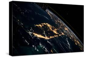 View of planet Earth from space showing night time over Cuba and Florida-null-Stretched Canvas