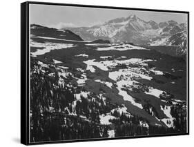 View Of Plateau Snow Covered Mountain In Bkgd "Long's Peak Rocky Mountain NP" Colorado. 1933-1942-Ansel Adams-Framed Stretched Canvas